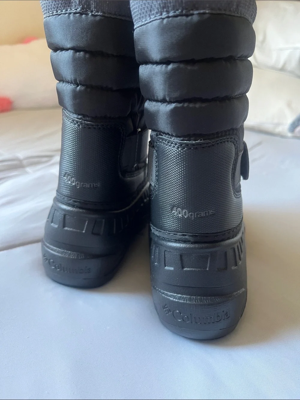 Columbia Kids Gray and Black Snow Boots with Yellow Accents